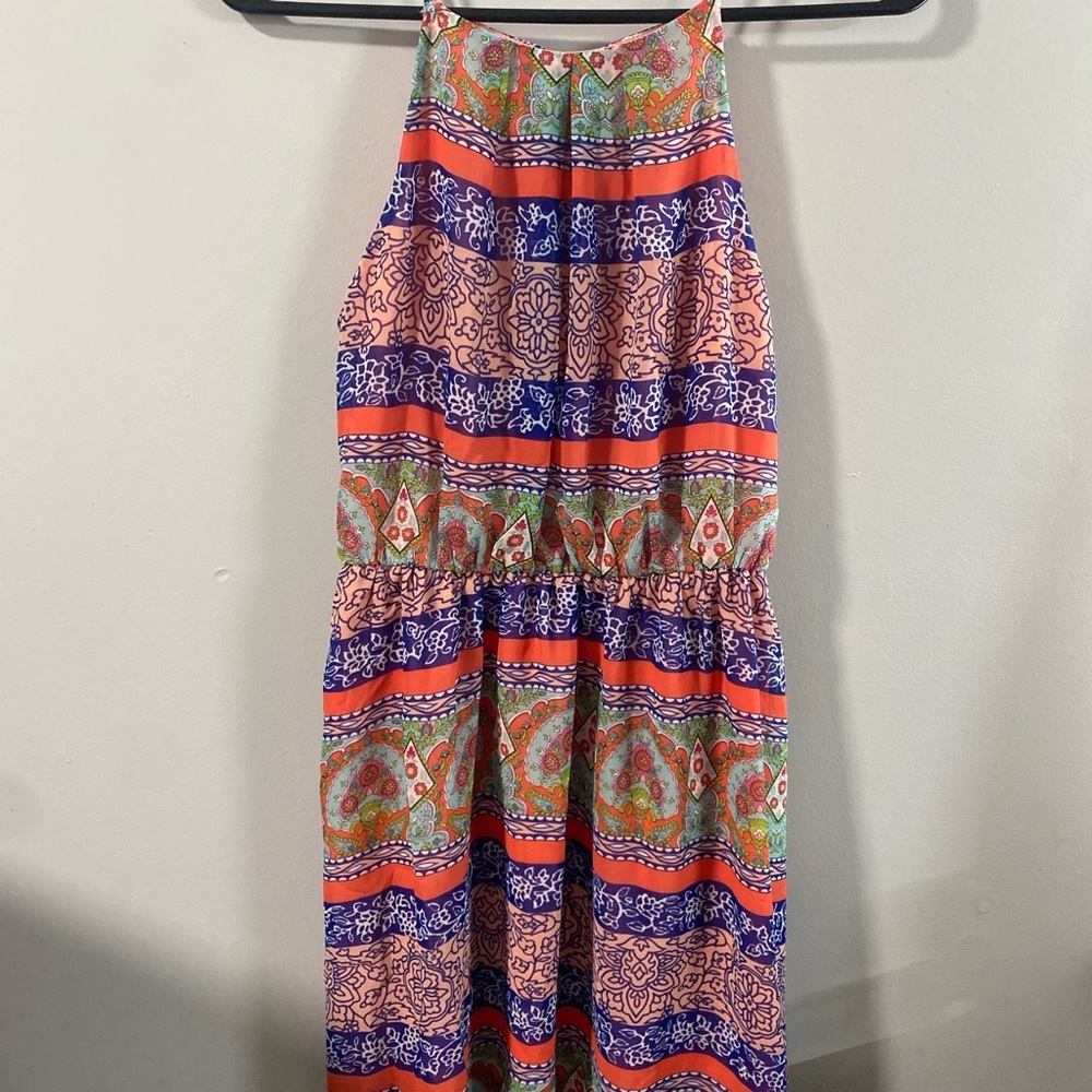 Pink Owl Multicolor Bohemian Summer Dress. Boho mini dress size small